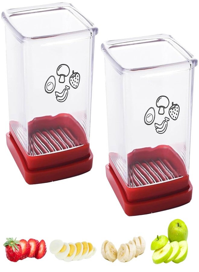 Wanheart 2-Pack Fruit & Egg Slicer Cup - Stainless Steel Dual Cup Cutter for Strawberry, Banana, Grape & Boiled Egg, Quick Food Prep Kitchen Gadget for Home Cooking (R - Image 1